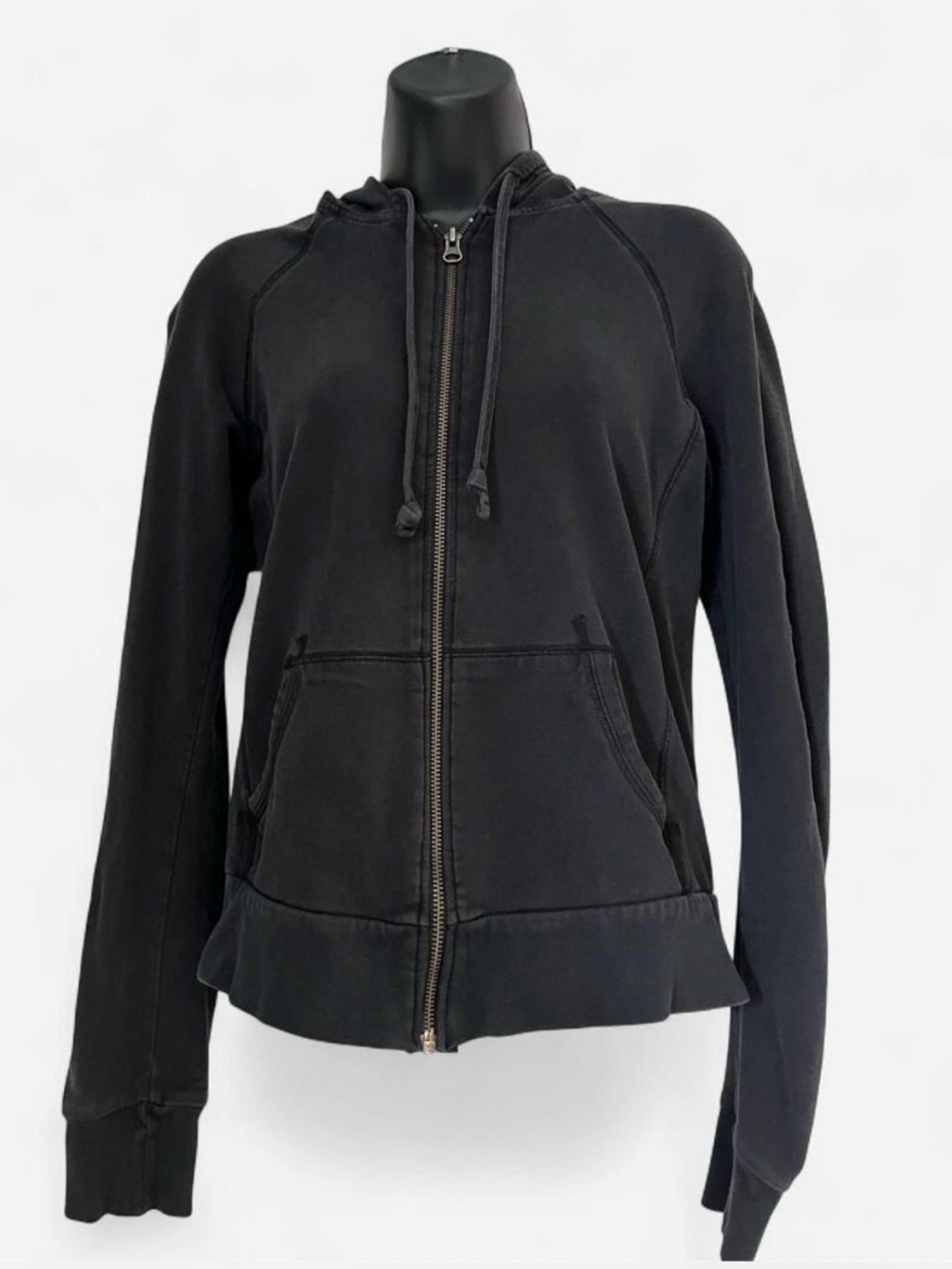 Vintage Old Navy Black Zip Front Hoodie with Kangaroo Pockets
